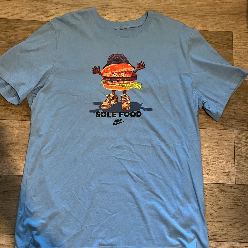Nike Light Blue Tee with Burger Graphic